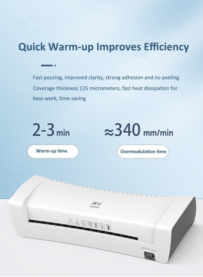 4 in 1 Hot And Cold Laminating Machine, A4A5A6 Laminator Machine Set, Thermal Laminator for Home Office School Use, 9 inches Max Width,Paper Trimmer,Corner Rounder (15 Laminating Pouches)