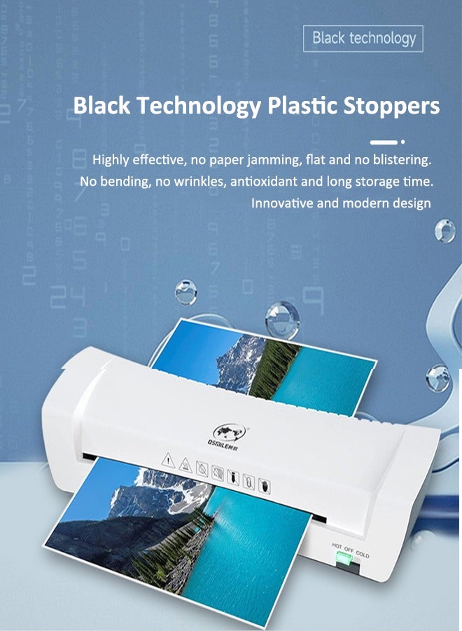 4 in 1 Hot And Cold Laminating Machine, A4A5A6 Laminator Machine Set, Thermal Laminator for Home Office School Use, 9 inches Max Width,Paper Trimmer,Corner Rounder (15 Laminating Pouches)