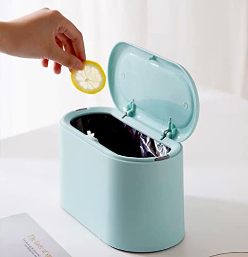LTWQLing Mini Trash Can with Lid - Removable Small Garbage Can, Tiny Plastic Trash Bin, Pop Up Countertop Wastebasket, Counter Garbage Lint Bin for Bathroom,Office,Kitchen,Desk,Coffee Table(Sky Blue) - Image 1