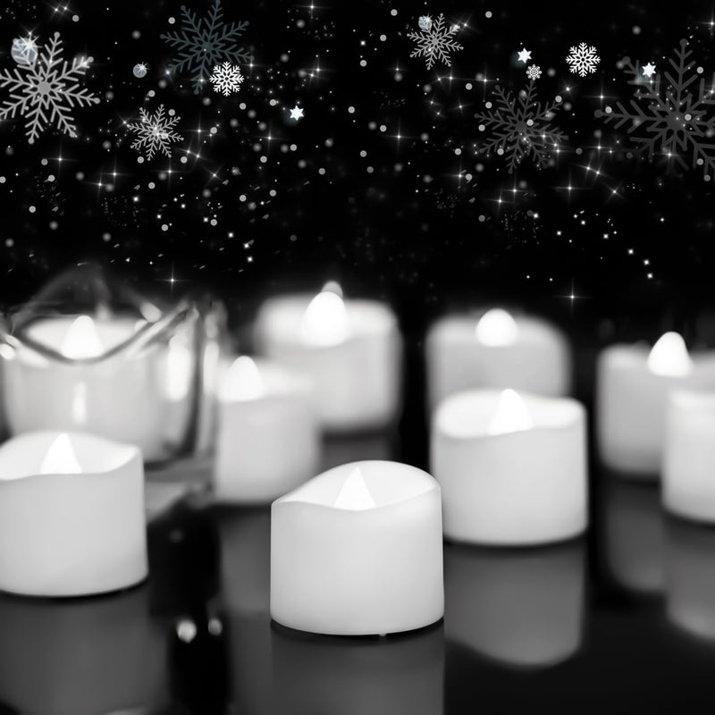 Homemory 24-Pack Flameless Tea Lights Candles - Battery Operated LED Tealights with 200+ Hours of Flickering Light - Image 1