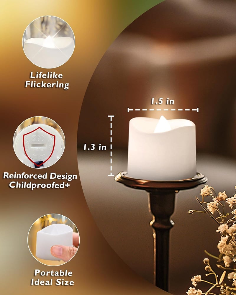 Homemory 24-Pack Flameless Tea Lights Candles - Battery Operated LED Tealights with 200+ Hours of Flickering Light - Image 3