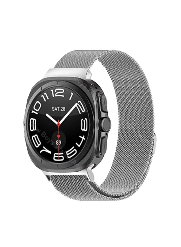 Generic - Stainless Steel Magnetic Band Compatible with Samsung Watch 7 Ultra, Adjustable Milanese Magnet Metal Strap Men Women for Watch 7 Ultra, Silver Color - Image 1