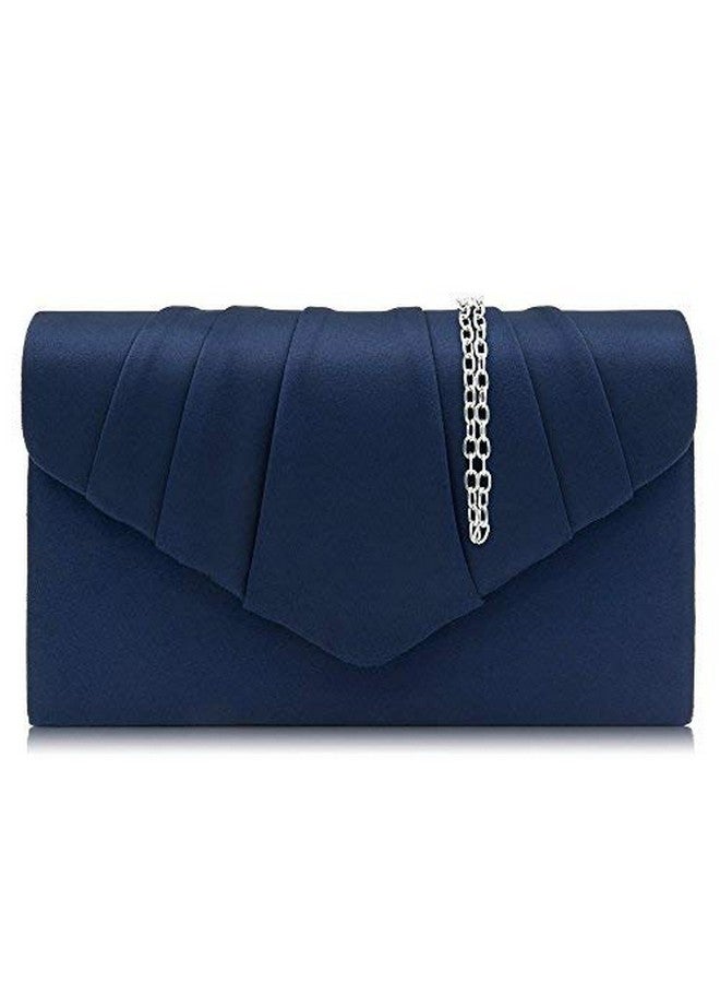 Milisente Clutch Purses For Women Suede Pleated Evening Bag Bridal Evening Clutch Bag (Navy)