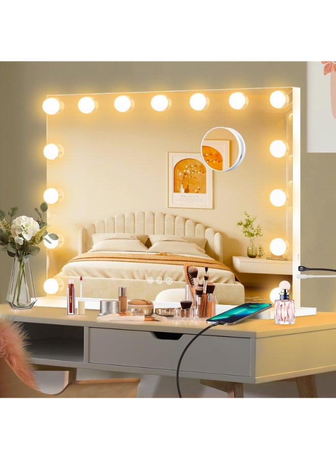 Moonee Vanity Mirror with Lights Hollywood Lighted Makeup Mirror with 15 Dimmable Bulbs and 10X Magnification 3 Colors Modes Light Up Mirror Perfect Valentines Day Gift for Her23 x 18 - Image 2