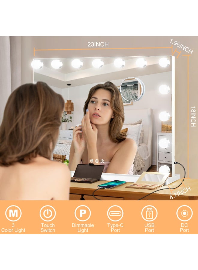 Moonee Vanity Mirror with Lights Hollywood Lighted Makeup Mirror with 15 Dimmable Bulbs and 10X Magnification 3 Colors Modes Light Up Mirror Perfect Valentines Day Gift for Her23 x 18 - Image 4