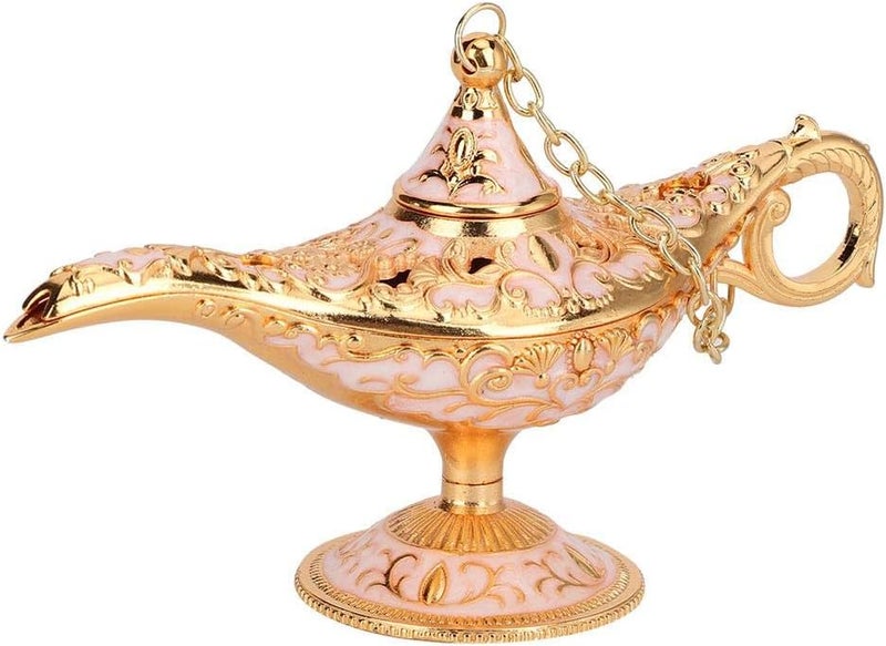 klarako Aladdin Lamp, Art Craft Magic Genie Light Gift with Exquisite Vintage Engraving Pattern, Wishing Lamp Pot Decoration for Home, Office, Wedding, Party, Halloween, Birthday(Gold Pink) - Image 1