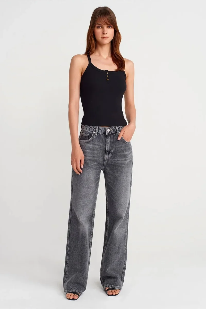 Dilvin Black DILVIN Slim Fit Ribbed Knit Cami Blouse for Women | Best Price UAE