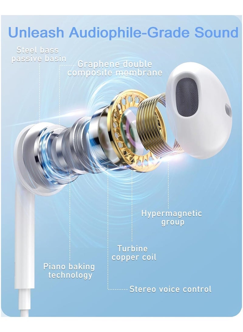 التجسيد سماعات أذن سلكية داخل الأذن، سماعات أذن سلكية مع ميكروفون وتحكم في الصوت، متوافقة مع آيفون 15/15 برو ماكس/برو/بلس، آيباد/إير/جالاكسي S25/S24/S23 ألترا S22 S21 - Image 5