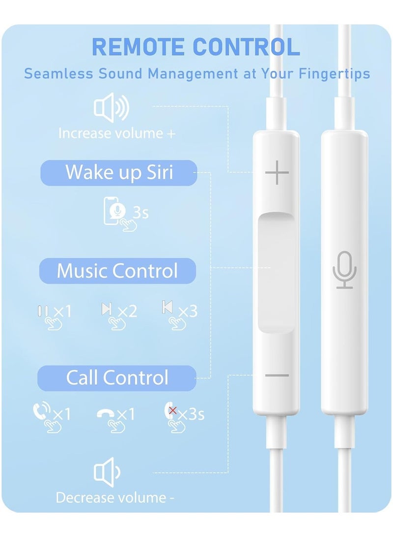 التجسيد سماعات أذن سلكية داخل الأذن، سماعات أذن سلكية مع ميكروفون وتحكم في الصوت، متوافقة مع آيفون 15/15 برو ماكس/برو/بلس، آيباد/إير/جالاكسي S25/S24/S23 ألترا S22 S21 - Image 2