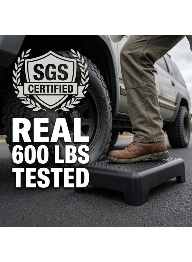 GWNF 3.35'' Step Stool – 600lb Capacity Sturdy Lightweight Non-Slip Step Stools for Seniors, Kids & Adults | Wide Mobility Step Stool for Bedside, Car, Kitchen, Bathroom & Daily Use（Black-Grey） - Image 2