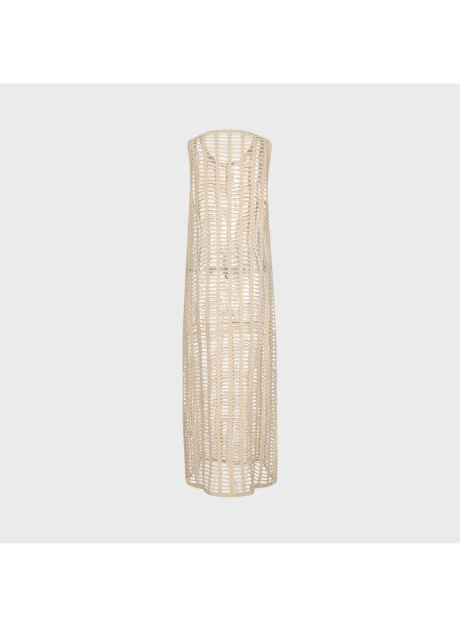 Zara Women'S Elegant And Graceful Shimmer Hollow-Out Sleeveless Straight Long Dress - Image 3