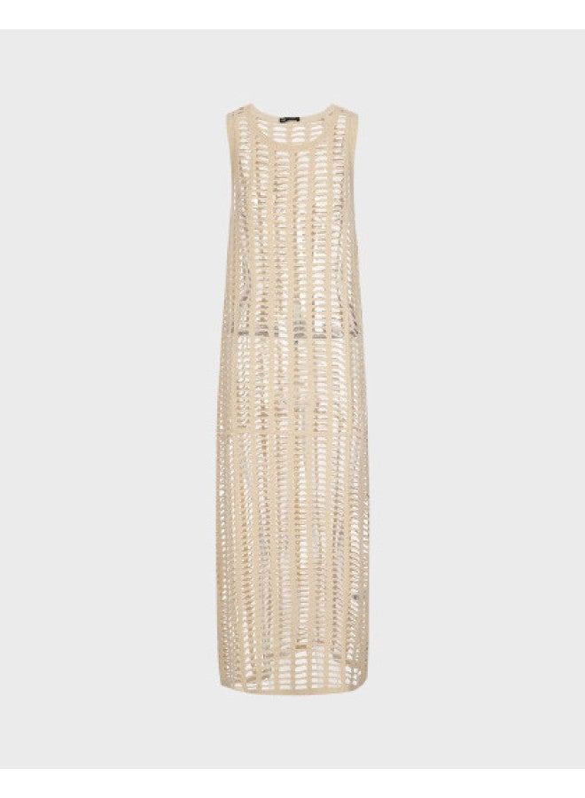 Zara Women'S Elegant And Graceful Shimmer Hollow-Out Sleeveless Straight Long Dress - Image 1