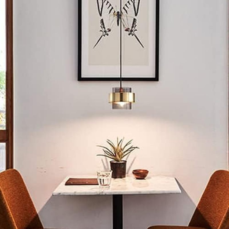 Crystal Pendant Lamp: Grey Drum Shade - Mid-century Modern Pendant for Kitchen Island Bedroom Lighting - Image 2