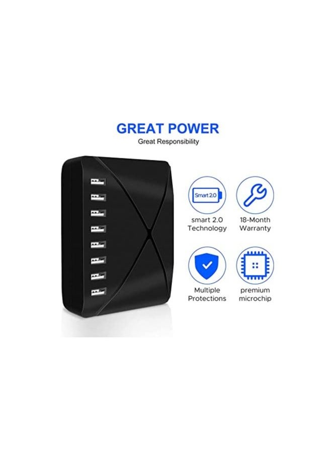 Generic - Station de Charge USB hub Chargeur USB de 40 W 8 Ports Chargeur USB multiport avec Smart Detect Compatible avec iPhone Galaxy Tablette iPad et Autres appareils de Charge USB - Image 1