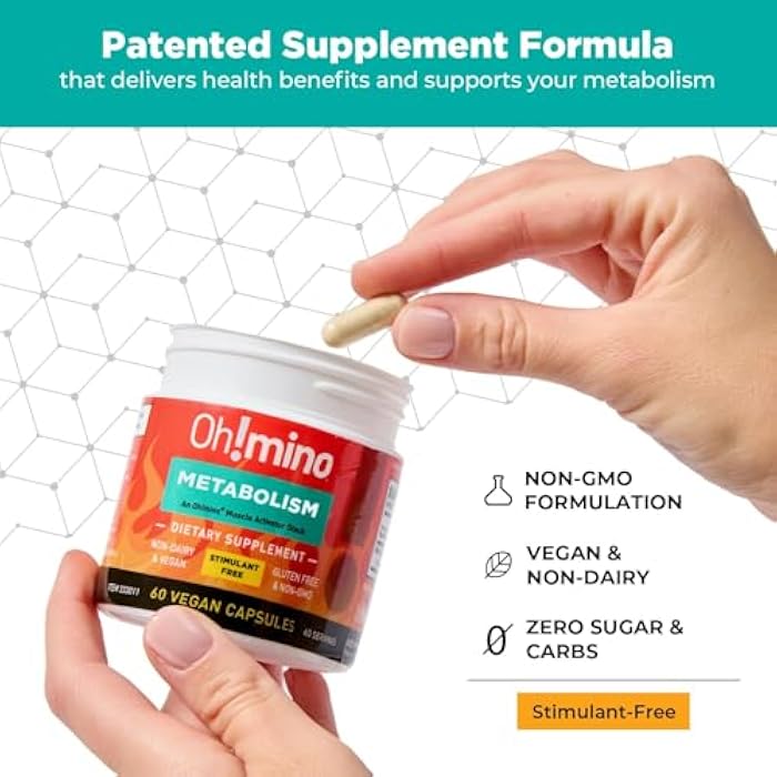 Oh!mino Metabolism Support Supplement for Efficient Fat to Energy Conversion w/L-Carnitine, Phenylcapsaicin, & Vitamin B3 - Non-Jitters, Stimulant-Free, Vegan, Non-Dairy Capsules (60 Servings) - Image 3