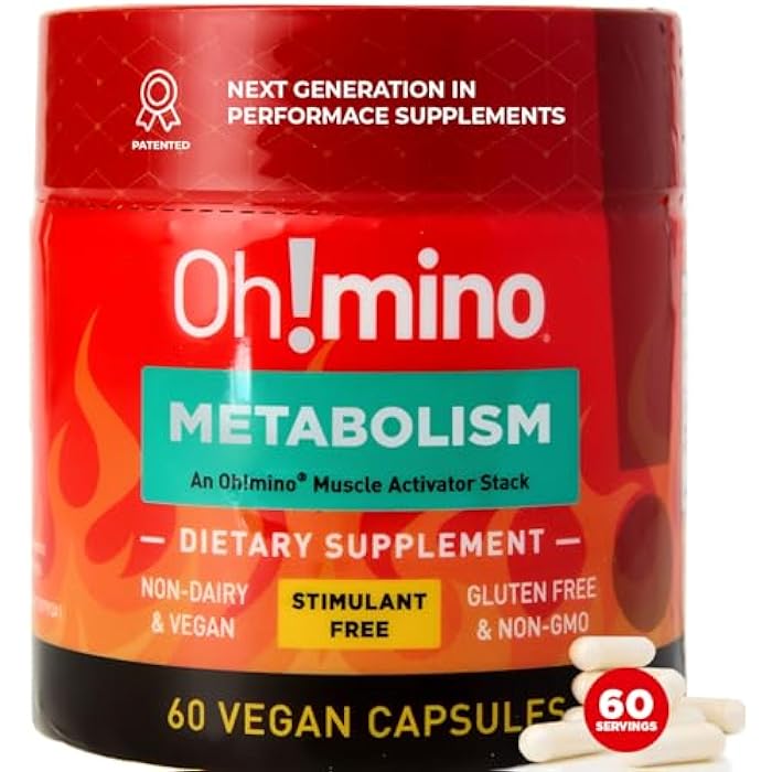 Oh!mino Metabolism Support Supplement for Efficient Fat to Energy Conversion w/L-Carnitine, Phenylcapsaicin, & Vitamin B3 - Non-Jitters, Stimulant-Free, Vegan, Non-Dairy Capsules (60 Servings) - Image 1