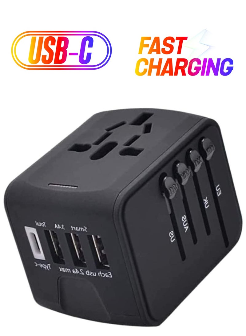 Universal Travel Adapter with 4 Ultra-Fast USB Port and 1 Ultra-Fast USB Type C Port and Power Socket - Image 1