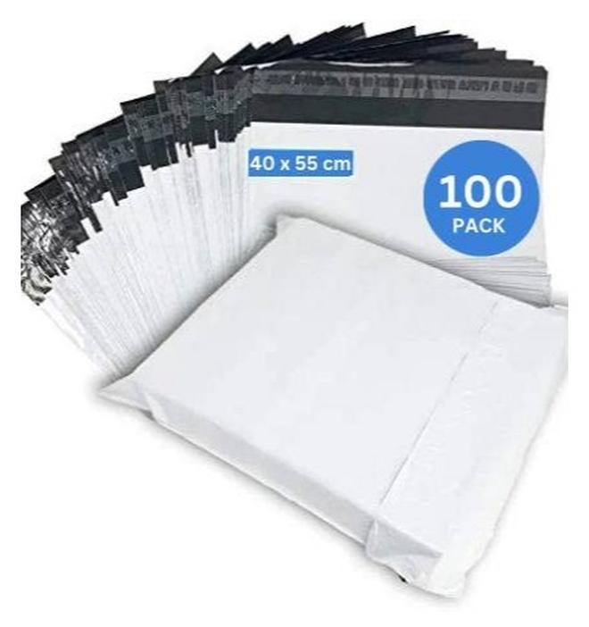 White Poly Mailers Bag, 40 x 55 cm Adhesive Self-seal Shipping Bags, 100 Pack Envelopes for Packaging Delivery Posting Parcel Postals Clothes