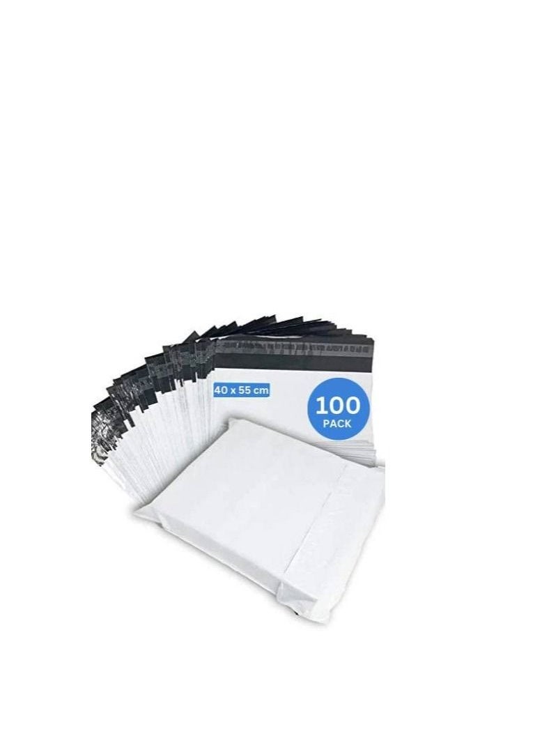MARKQ White Poly Mailers Bag, 40 x 55 cm Adhesive Self-seal Shipping Bags, 100 Pack Envelopes for Packaging Delivery Posting Parcel Postals Clothes  - Image 1