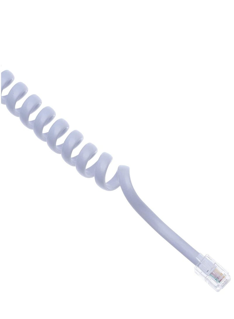 DKURVE Telephone Handset Phone Extension Cord Curly Coil Line Cable Wire  WHITE Pack Of 2 - Image 5