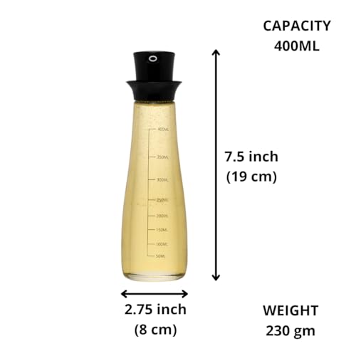 MUAC 400ml Glass Oil and Vinegar Dispenser Bottle for Pouring Olive Oil, Vinegar, Soya Sauce - Image 2