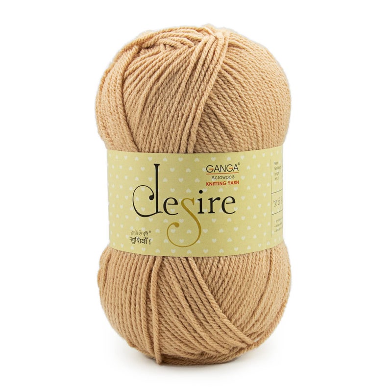 Ganga Acrowools Acrylic Desire Hand Knitting and Crochet Yarn. Pack of 1 Ball - 100Gms. Shade No - Dsr021, Beige - Image 3