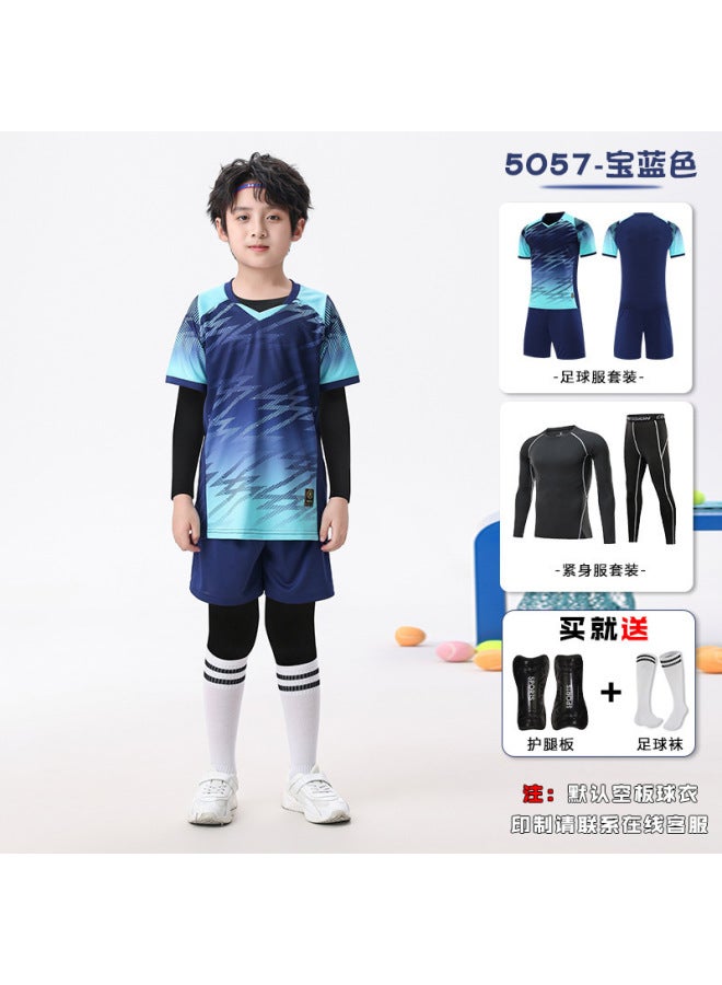 Children's Football Uniform Suit Boys Printed Volleyball Badminton Uniform Autumn And Winter Long-sleeved Sports Four-piece Student Jersey