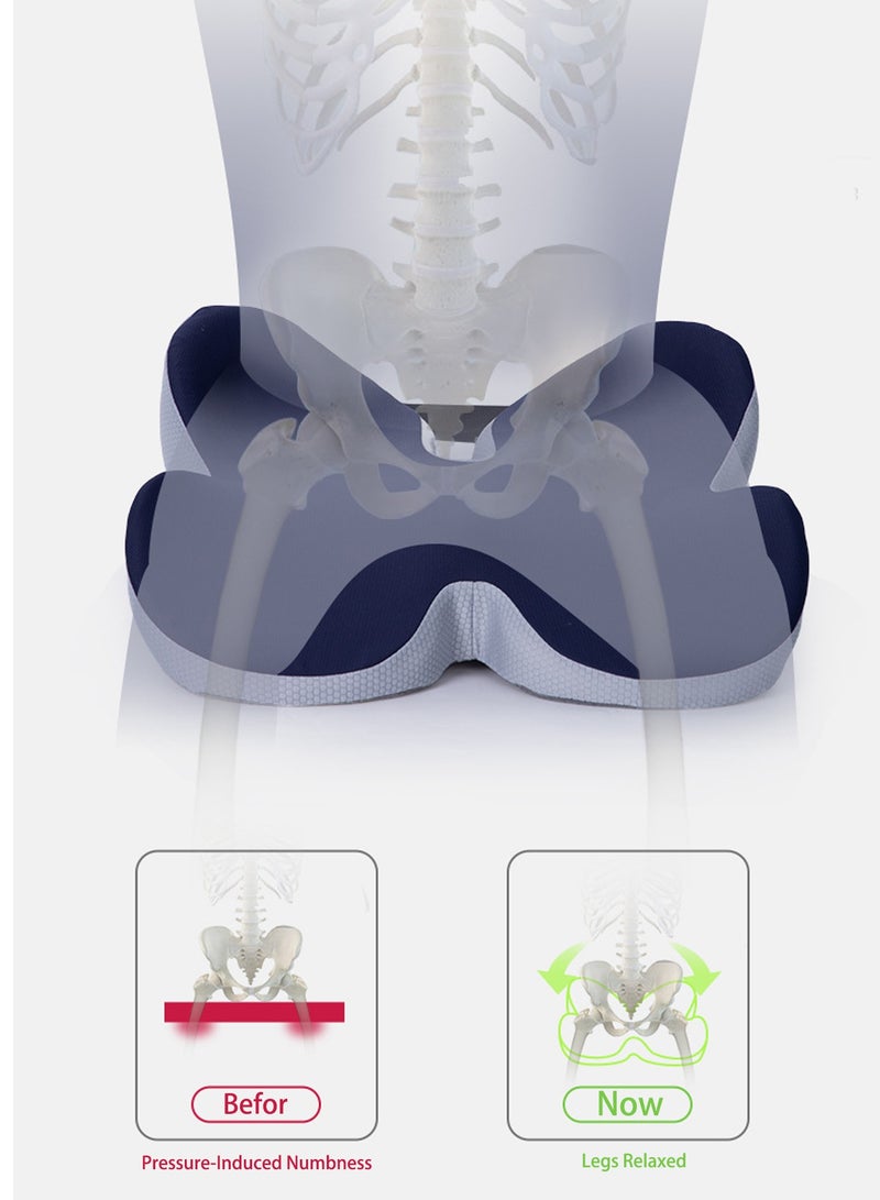 Seat Cushions,Chair Pads,Butterfly-Shaped Bionic Seat Cushion, Leg & Hip Support Pillow, Tailbone Pressure Relief Cushion, Memory Foam Sitting Pad for Office Chair, Gaing Chair, Wheelchair & Car Seat, Ergonomic Wrap-Around Design for Coccyx Comfort, Relaxed Back Position, Washable Cover - Image 5