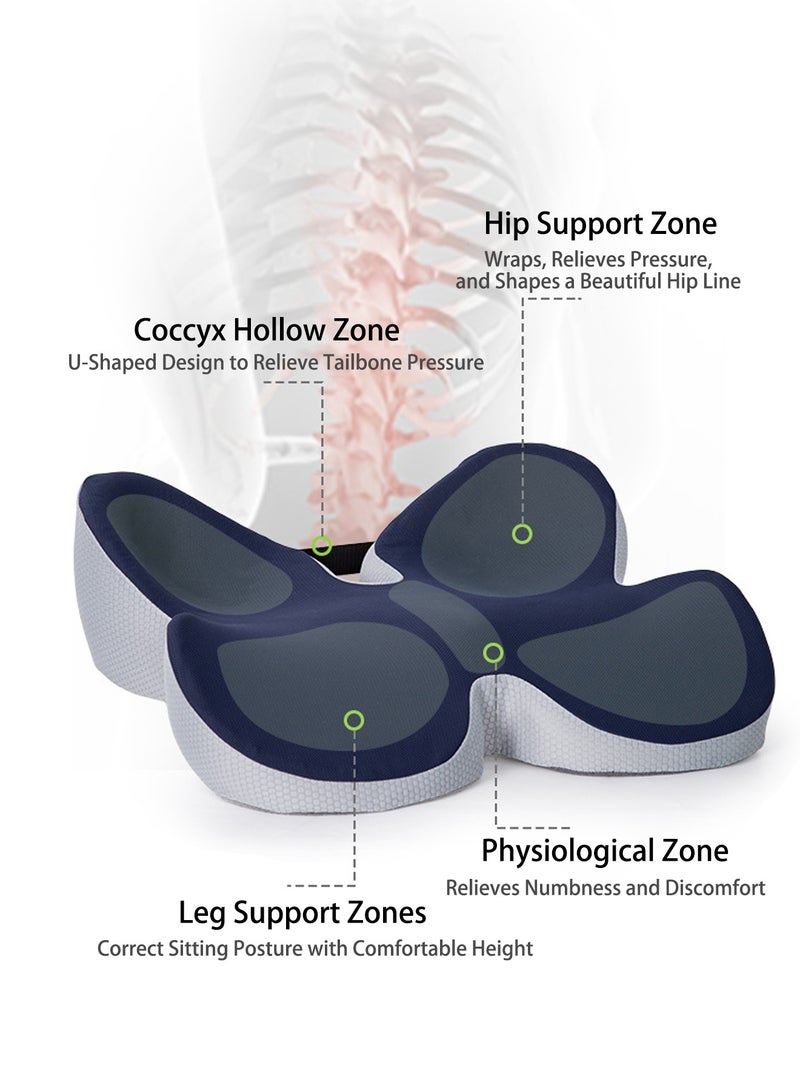 Seat Cushions,Chair Pads,Butterfly-Shaped Bionic Seat Cushion, Leg & Hip Support Pillow, Tailbone Pressure Relief Cushion, Memory Foam Sitting Pad for Office Chair, Gaing Chair, Wheelchair & Car Seat, Ergonomic Wrap-Around Design for Coccyx Comfort, Relaxed Back Position, Washable Cover - Image 3