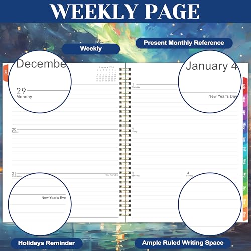 Lortarl Planner 2026-2027 - 2026 Planner Weekly and Monthly from Jan. 2026 - Dec. 2026, Calendar 2026 Planners with Monthly Tabs and Inner Pocket, 8.5" x 11" - Image 5