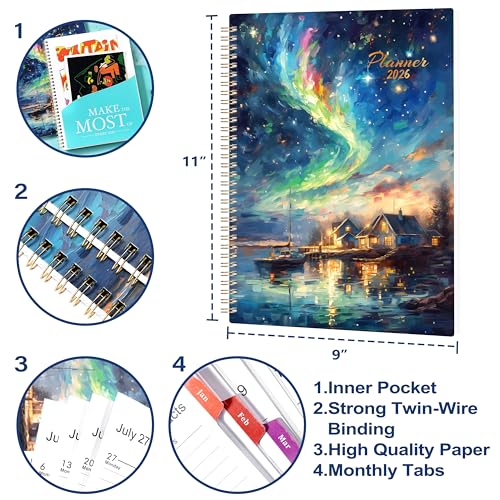 Lortarl Planner 2026-2027 - 2026 Planner Weekly and Monthly from Jan. 2026 - Dec. 2026, Calendar 2026 Planners with Monthly Tabs and Inner Pocket, 8.5" x 11" - Image 3