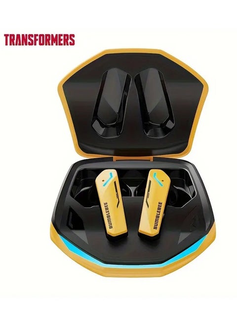 Transformers TF-T10 Wireless Bluetooth Earbuds Gaming Headphones Deep Bass Low Latency Game Headset with Built-in Microphone For Gaming Noise Canceling Headsets Yellow