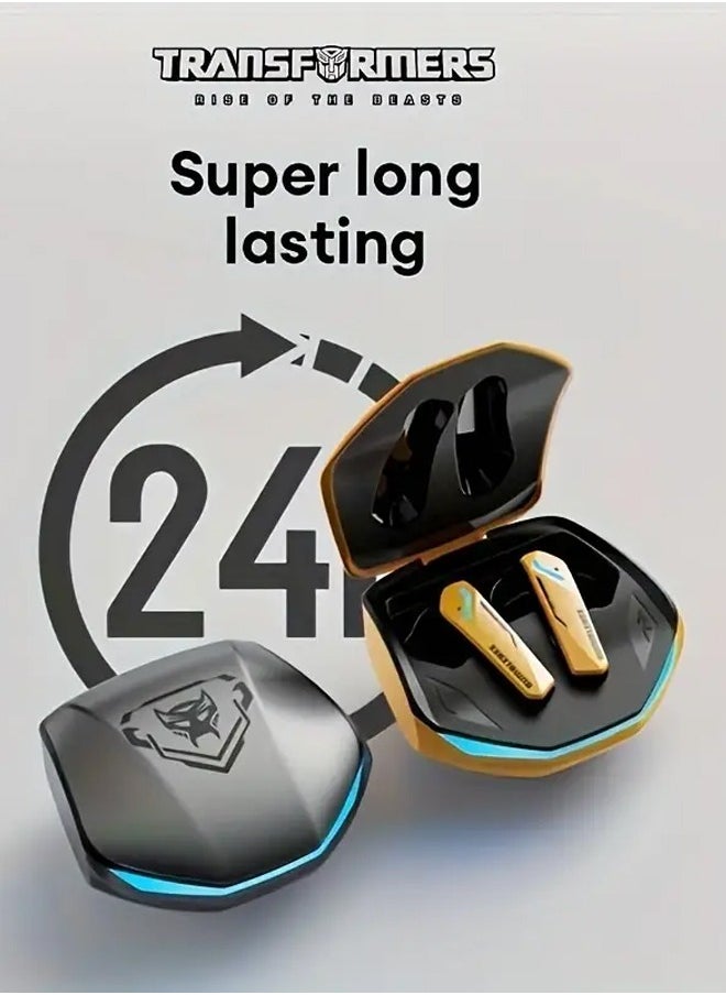 TRANSFORMERS - Transformers TF-T10 Wireless Bluetooth Earbuds Gaming Headphones Deep Bass Low Latency Game Headset with Built-in Microphone For Gaming Noise Canceling Headsets Yellow - Image 1
