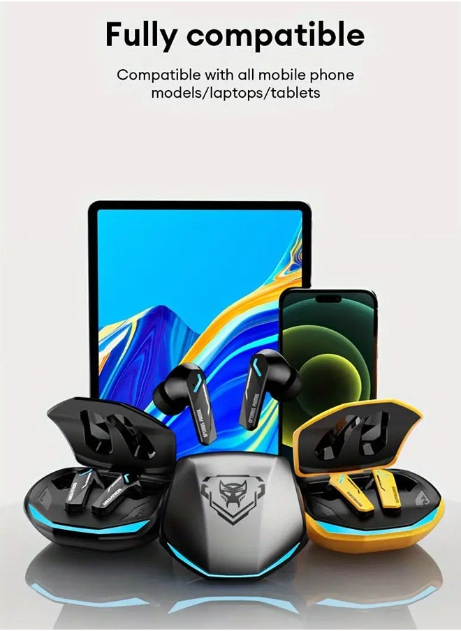 TRANSFORMERS - Transformers TF-T10 Wireless Bluetooth Earbuds Gaming Headphones Deep Bass Low Latency Game Headset with Built-in Microphone For Gaming Noise Canceling Headsets Yellow - Image 1