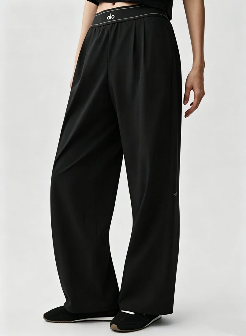 ALO Yoga 30 Inseam Suit Up Trouser, Regular Fit Wide Leg Pants for Women (Designed for Heights 5'7 Under) - Black - Image 1