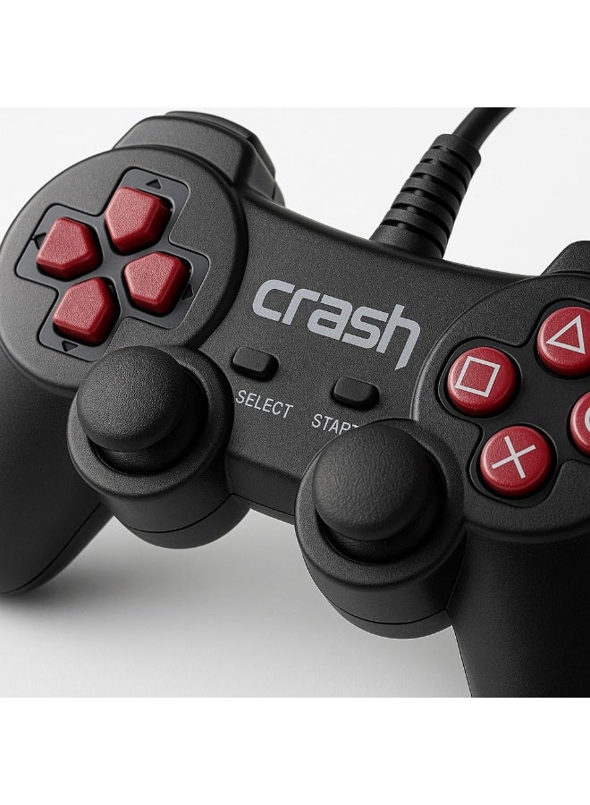 Crash X1 PC Gamepad - Ergonomic Design - Lightweight - Compatible with - USB Support Windows Direct Play - Black - Image 2