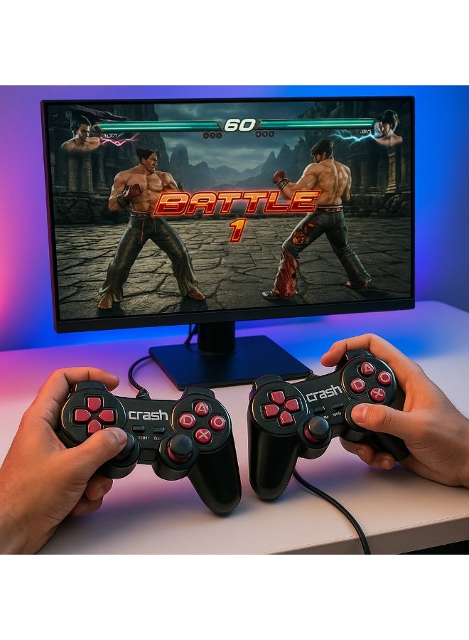 Crash X1 PC Gamepad - Ergonomic Design - Lightweight - Compatible with - USB Support Windows Direct Play - Black - Image 4