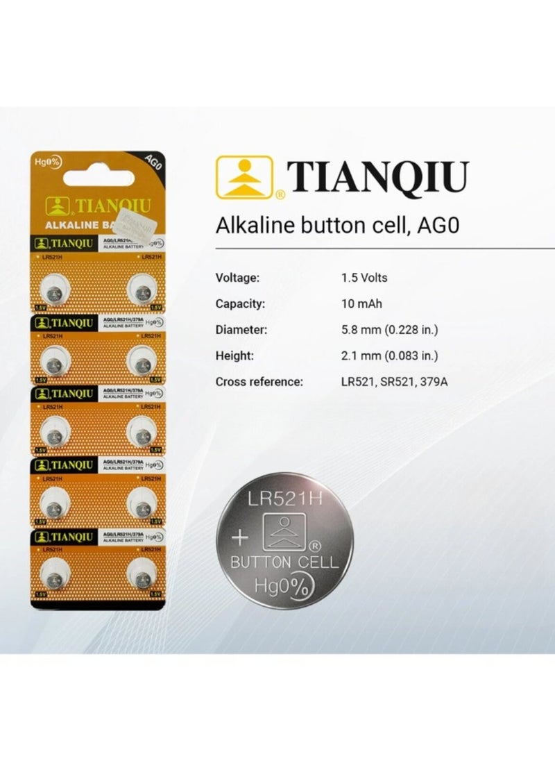 TIANQIU 10-Pieces Tianqiu AG0/ LR521H/ 379A 1.5V Alkaline Batteries  - Image 2