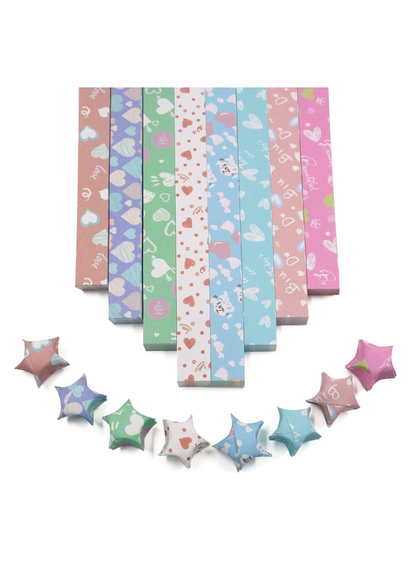 SYOSI 3240 Sheets Origami Stars Paper Strips DIY Hand Crafts Heart Lucky Colorful Star 8 different styles Decoration Folding Paper for Arts Crafting Supplies, School Teaching, Heart B - Image 1