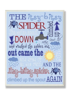 Stupell Industries The Kids Room By Stupell The Itsy Bitsy Spider Nursey Rhyme On Blue Background Rectangle Wall Plaque  - Image 1