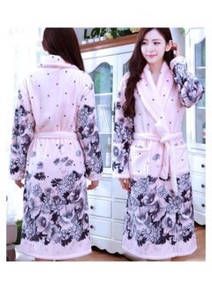 NIBEMINENT Women's night gown flannel fabric home wear robe  - Image 3