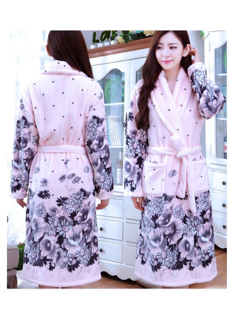 NIBEMINENT Women's night gown flannel fabric home wear robe  - Image 3