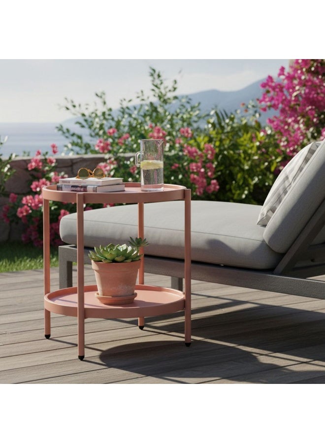 DANUBE HOME طاولة حديقة خارجية مع صينية مزدوجة من جييلو | صينية حديقة لجميع الأحوال الجوية | أثاث خارجي حديث للداخل/الخارج قطر 16xسمك 1.5 مم - Image 5