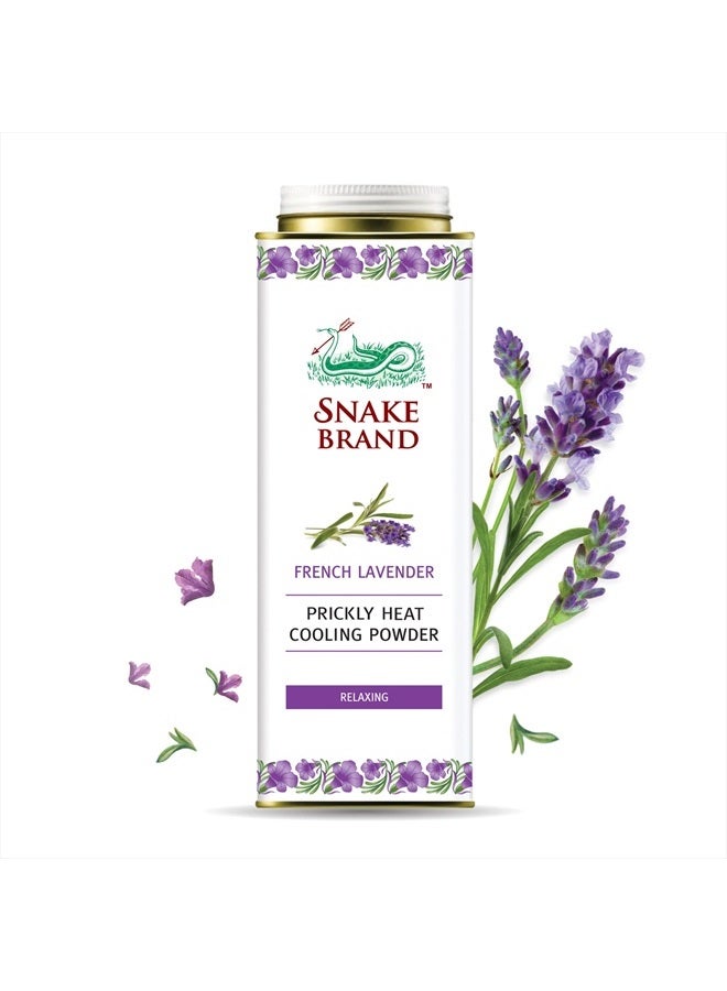 SNAKE BRAND بودرة مضادة للحكة لتخفيف الطفح الحراري، برائحة اللافندر المريحة، 9.9 أونصة (280 جرام) - للاستخدام اليومي كمضاد للتعرق - Image 1