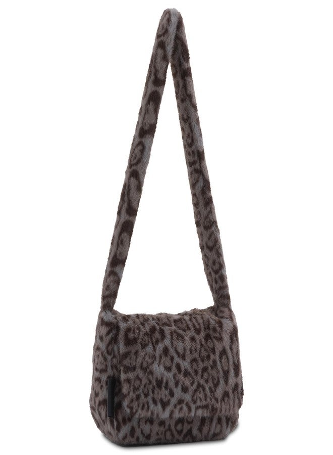 KUANG! Faux fur Hobo Handbag Leopard Print Plush Tote Bag Large Capacity Crossbody Purse Winter plush Shoulder bag - Image 1