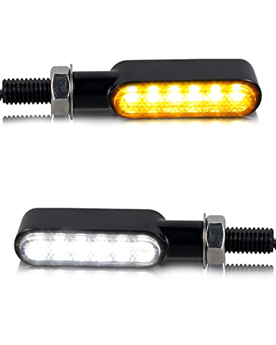 NTHREEAUTO Motorcycle LED Turn Signals Switchback Front Mini Blinkers Indicators Universal Compatible with Harley Honda Yamaha Suzuki Kawasaki Motorbike Scooter Quad Cruiser Off Road Touring 2Pcs - Image 1