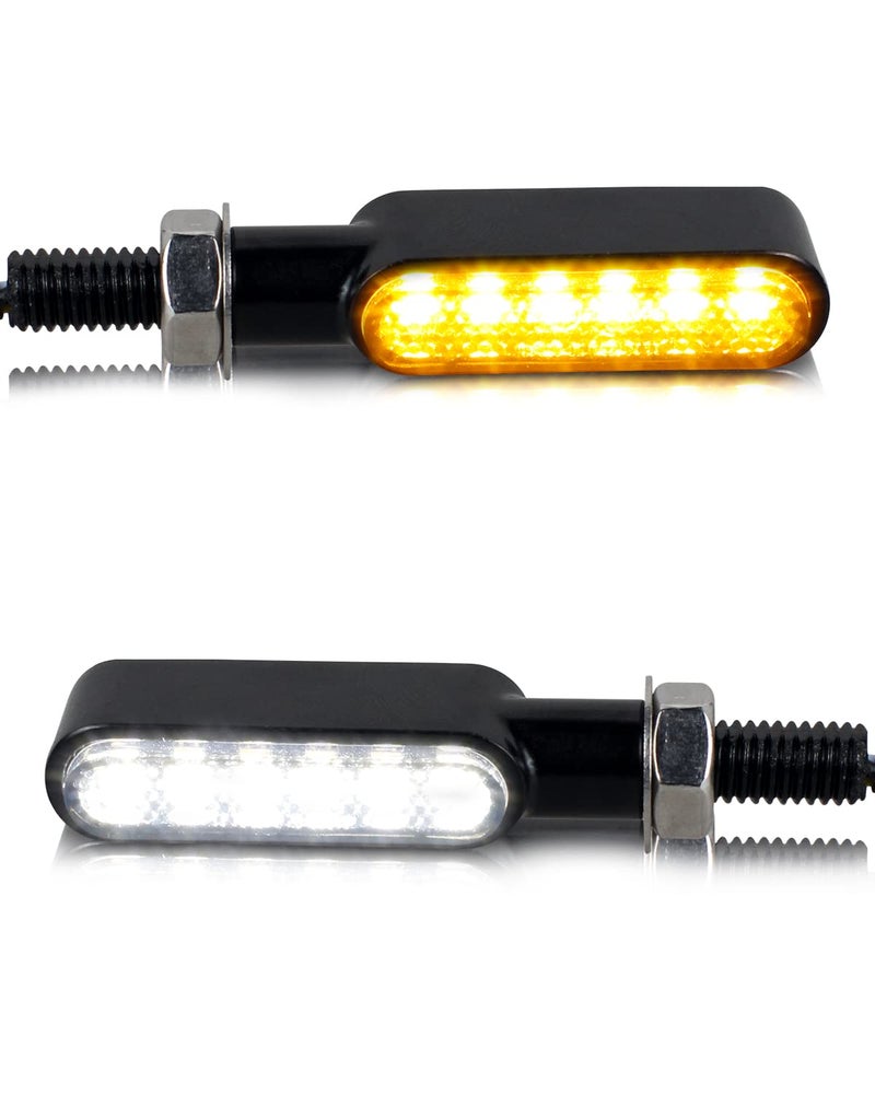 NTHREEAUTO Motorcycle LED Turn Signals Switchback Front Mini Blinkers Indicators Universal Compatible with Harley Honda Yamaha Suzuki Kawasaki Motorbike Scooter Quad Cruiser Off Road Touring 2Pcs - Image 2