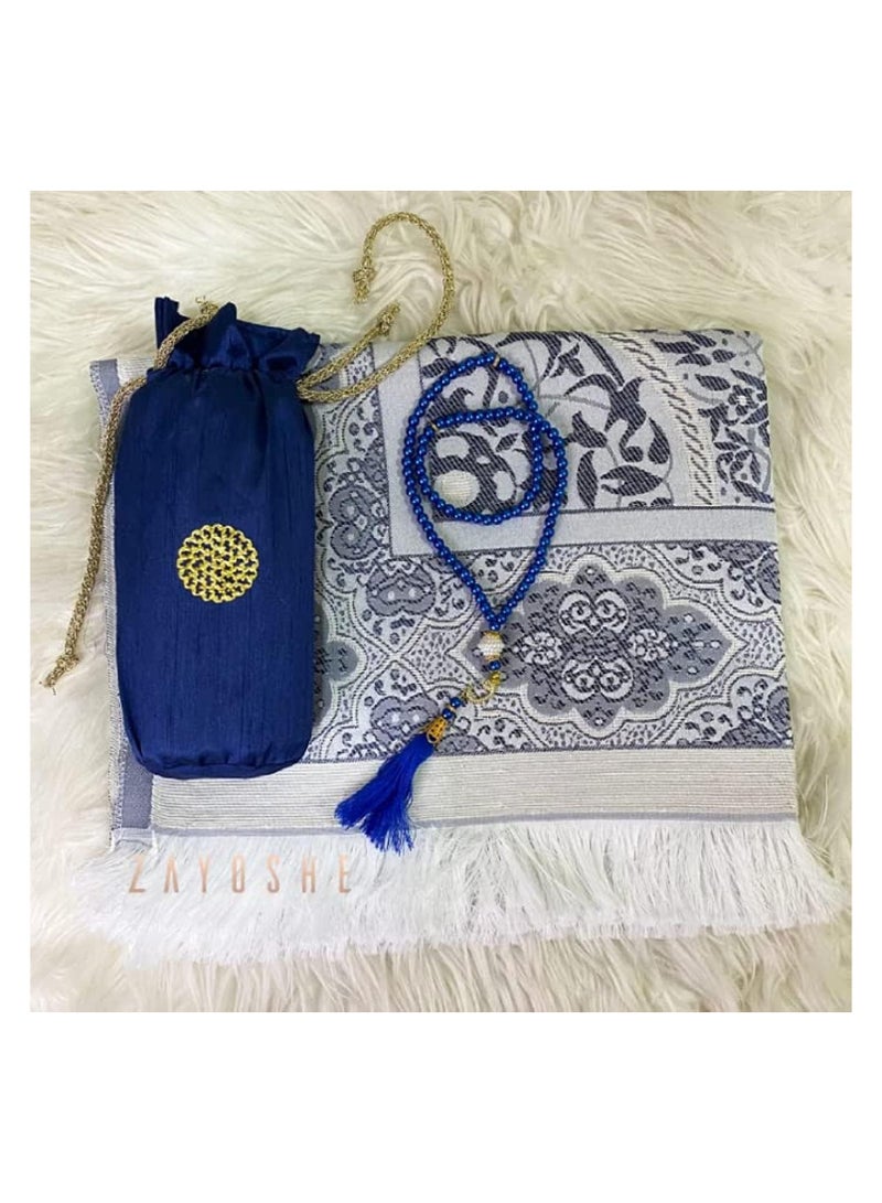 Premium Cylindrical Prayer Mat With Matching Tasbeeh And Pouch - Turkish Prayer Mat Gift Set