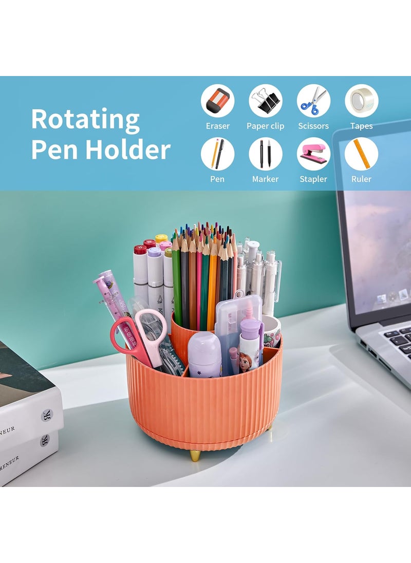Marbrasse Marbrasse 360Degree Rotating Pen Holder for Desk Mesh Desk Organizer with 2 Drawer  - Image 4