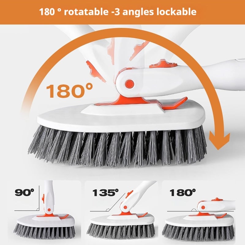 Hushnow 54Inch Adjustable Tub and Tile Shower Scrubber,Cleaning Brush with Long Handle, with 1 Stiff Bristles,1microfiber pad and 2 Sponge Brush, for Cleaning Bathroom Shower Bathtub Glass Tile Floor - Image 2